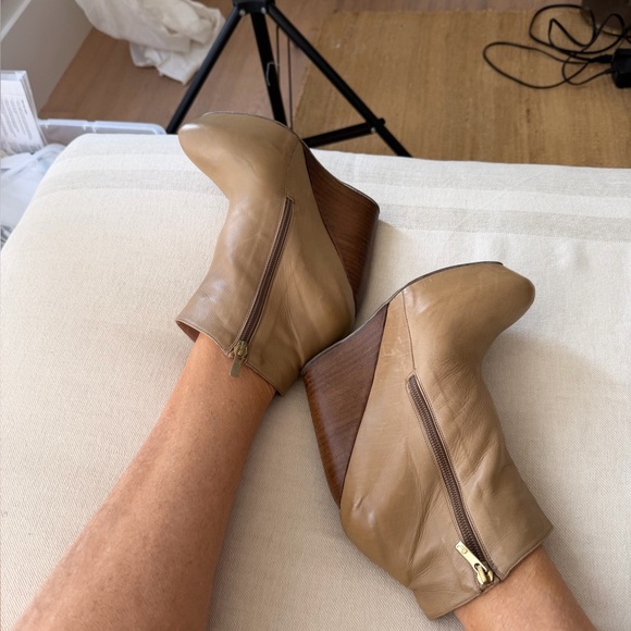 Free People Pura Lopez Light Tan Leather Wedge Booties Super comfortable Sexy ❤️ - Picture 2 of 16